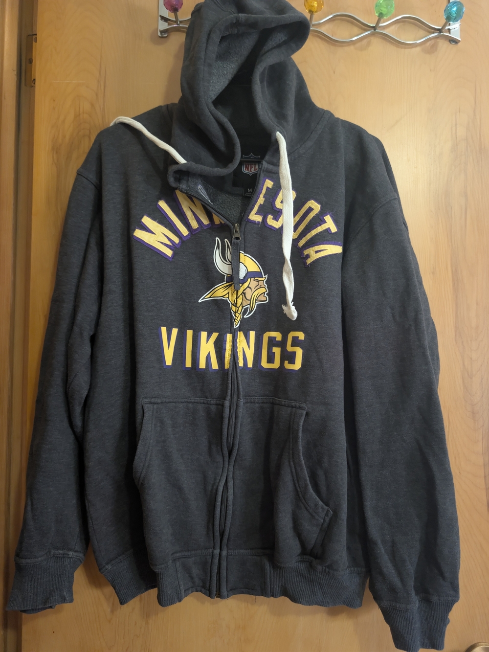 NFL Minnesota Vikings Dark Gray Full-Zip Hoodie with Gold and Purple Logo